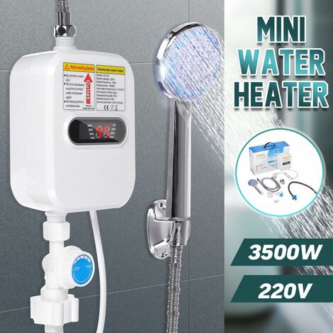 Mini Durchlauferhitzer Elektronisch Bad Wassererhitzer mit Dusche 3500W heizung