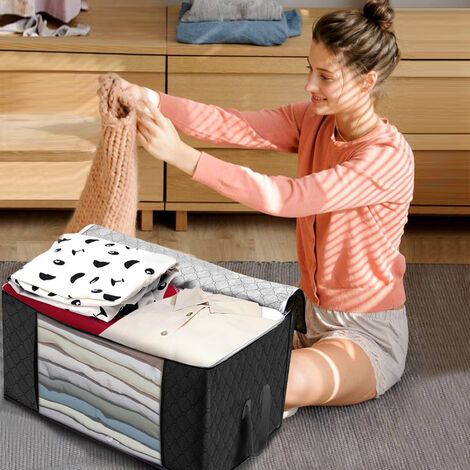 4PCS Clothes Storage Bags Ziped Underbed Wardrobe Cube Closet