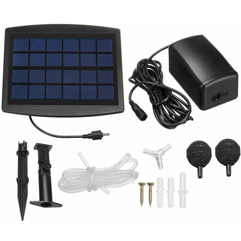 Solar powered water pump for garden pond Oxygenator Oxygen Aerator 2 Bubble Stone WASHED