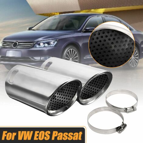 Pair Of Chrome Exhaust Muffler Pipes For VW EOS Passat B6 CC Break