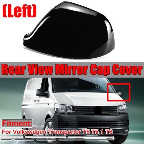 For VW Transporter T5 T5.1 T6 Wing Mirror Cover Cap CANDY Painted BLACK Left N/S