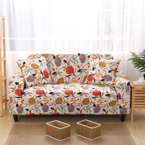 Universal Elastic Couch Slipcovers Flower rattan print Sofa Covers (1-seater 90-140cm)