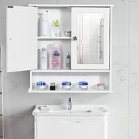 Wall Mounted Bathroom Cabinet Bathroom Cabinet - 2 Locking Doors with Mirror Kitchen Storage Cabinet WASHED