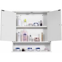Wall Mounted Bathroom Cabinet Bathroom Cabinet - 2 Locking Doors with Mirror Kitchen Storage Cabinet WASHED