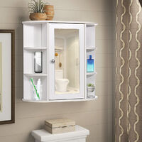 Wall Mounted Bathroom Cabinet w/ Mirror Door Bath Unit Storage Shelf Cupboard