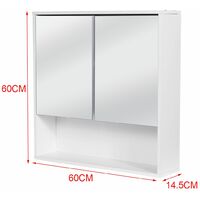 Bathroom Cabinet with 2 Locking Doors with Mirror 3 Shelves Storage Cabinet Wall-Mounted Bathroom Cabinet LAVENTE