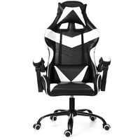 Office Chair Gaming Chair Ergonomic Leather Swivel Seat White