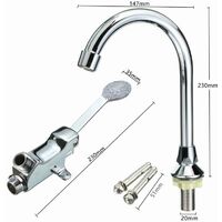 Single Handle Foot Pedal Valve Faucet Kitchen Bathroom Copper Basin Sink