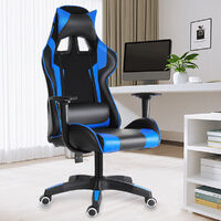 Gamer Gaming Racing Chair Office Chair Blue WITHOUT Footrest