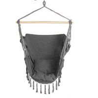 Hammock Chair Hanging Rope Chair with Pocket (Grey)