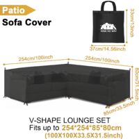 L Shape Furniture Cover Waterproof Garden Rattan Corner Sofa Outdoor Protection 254*254*85*80cm