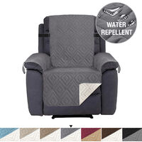 Recliner Chair Cover Double Diamond Elastic Straps Recliner Sofa Protector(Grey)