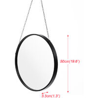 Wall Hanging Round Mirror With Chain Metal Farme