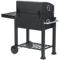 BBQ Charcoal Grill Barbecue Outdoor Charcoal Smoker w/ Wheels Black