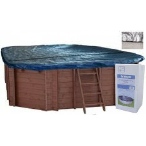 Copertura Invernale Per Piscina 3x7 M (3,30x7,30 M) - Rinforzata Con Occhielli, Colore Blu/Nero, Incluso Kit Fissaggio