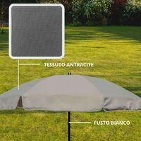 Ombrellone Olefin colore antracite - fusto bianco