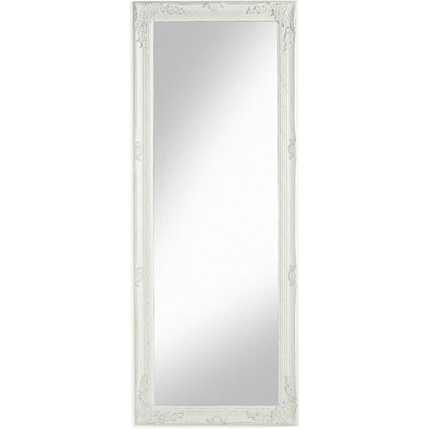 Baroni Home Specchio da Parete con Cornice Rettangolare in Legno 55x142 cm  Bianco Anticato