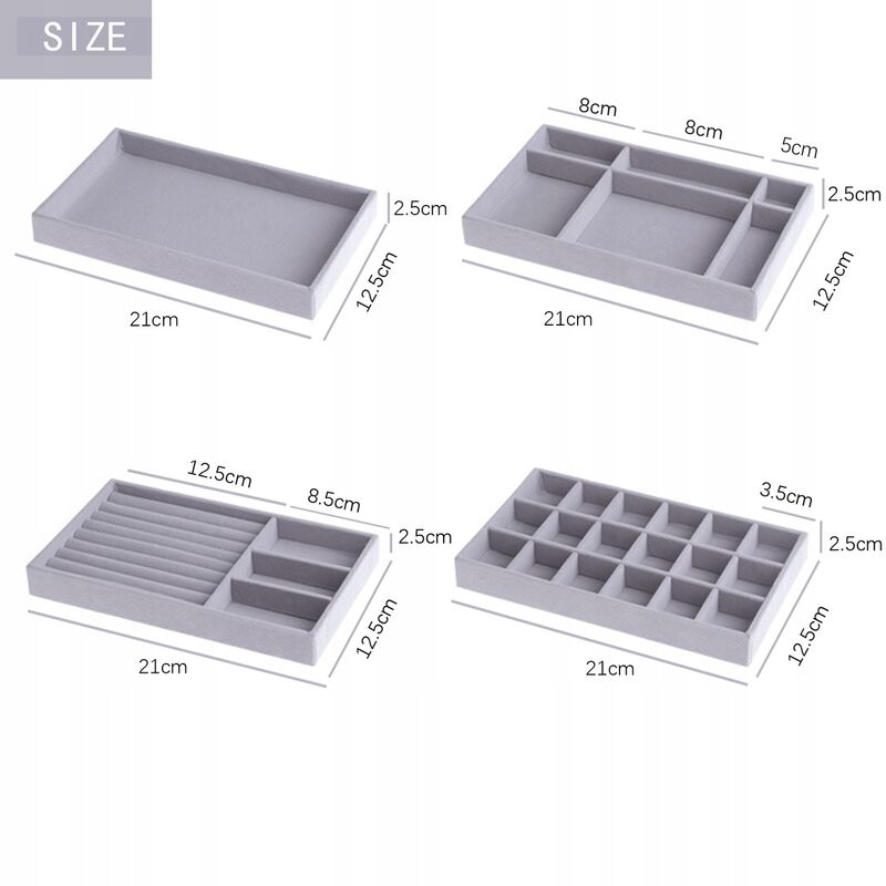 FABSELLER Lot de 4 Plateaux de Rangement pour Bijoux en polypropylène pour la Maison la décoration de Bureau Le Bureau Le café 