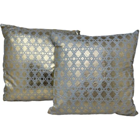 2-er Deko Zier Kissen Set Raute Gold 40x40 cm Sofakissen für Indoor mit Füllung