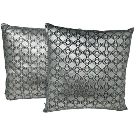 Jet-Line® 2-er Set Dekokissen Raute Petrol/Silber 40x40 cm Indoor Zierkissen mit Füllung Indoor