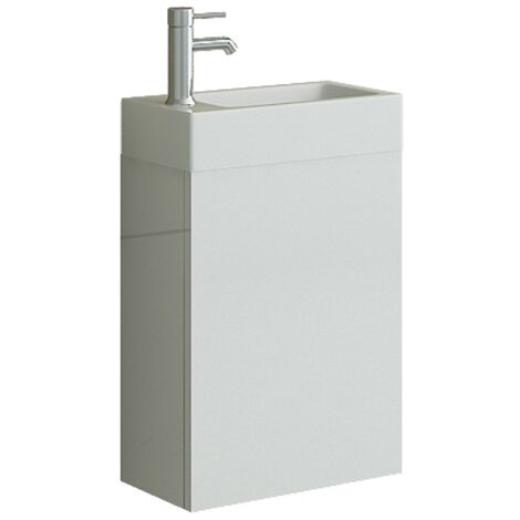 AARAU Badset Gäste WC Badmoebel weiss Hochglanz Waschbecken schmal SMC klein Waschtisch Unterschrank