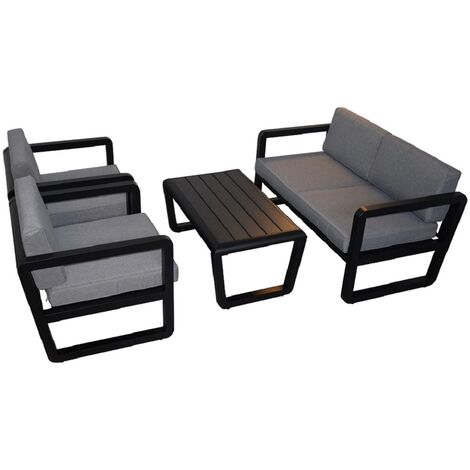 Gartenmöbel Lounge Garten Sitzgruppe DELFI schwarz Garten Möbel