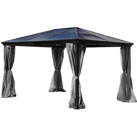 Pavillon Gartenpavillon 3x4 Taneo anthrazit aus Aluminium mit festem Dach UV-Schutz Sonnenschutz (1/2)