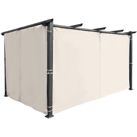 Gardine Seitenvorhang für Pavillon Luxor beige 2 Stück à ca. 3m Breite (1/2)