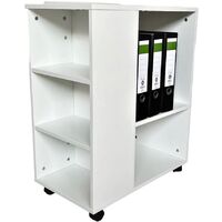 Druckertisch Büro Rollen Druckerständer Organizer Rollschrank LEON weiß
