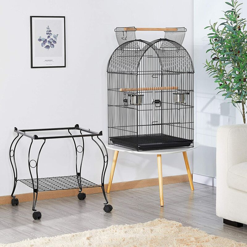 Cage à oiseaux volière multi-équipée pp acier noir noir Pawhut