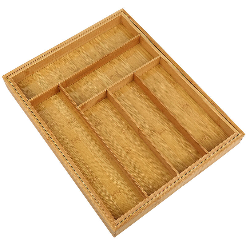  Extensible de 31 à 48,5 cm en Bambou 5 à 7 Compartiments axentia Organiseur de Couverts en Bois pour tiroir  
