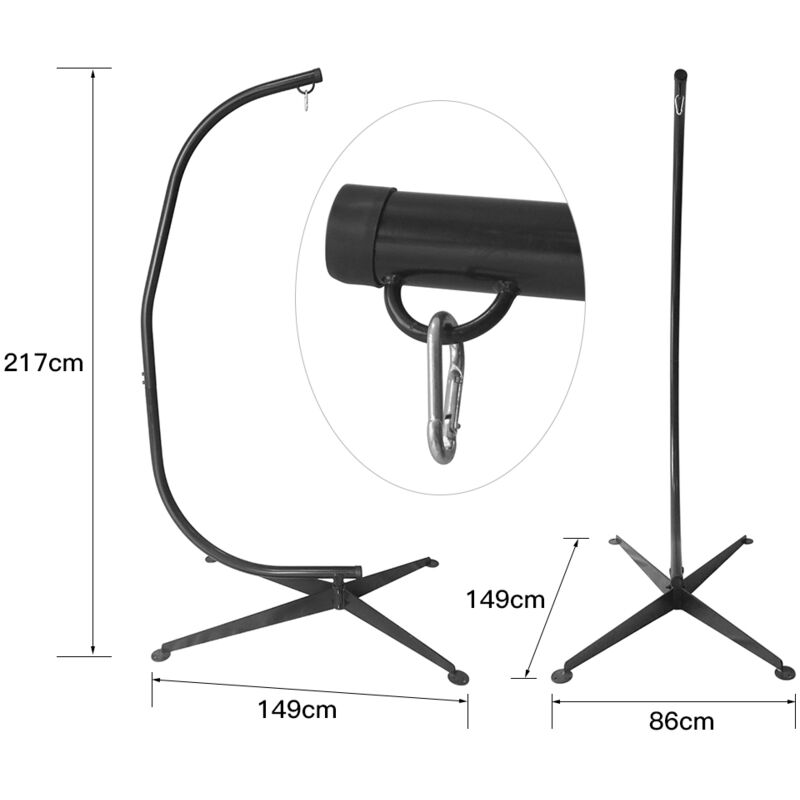 Support Hamac DREAMADE Forme C - Acier, Charge 150 Kg, 113x77x214 Cm | Pour Jardin, Balcon, Terrasse