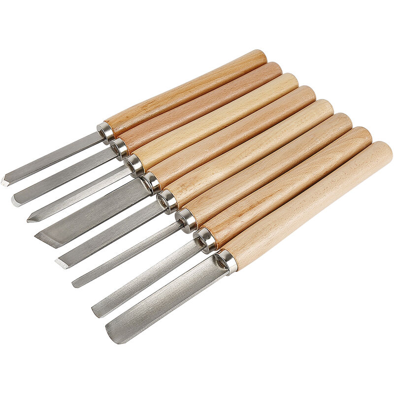 Kit De 8 Ciseaux à Bois Pour Sculpture Et Tournage - Manche Bois, Acier Aiguisé - Outils Pour Débutants Et Amateurs - 11