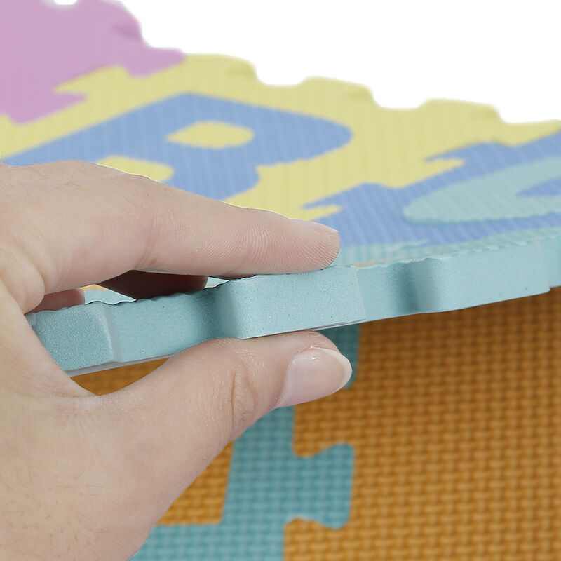 Puzzle en mousse 12pcs. - tapis de mousse éducatif 120 x 90 x 1.2cm avec  bordure - rose