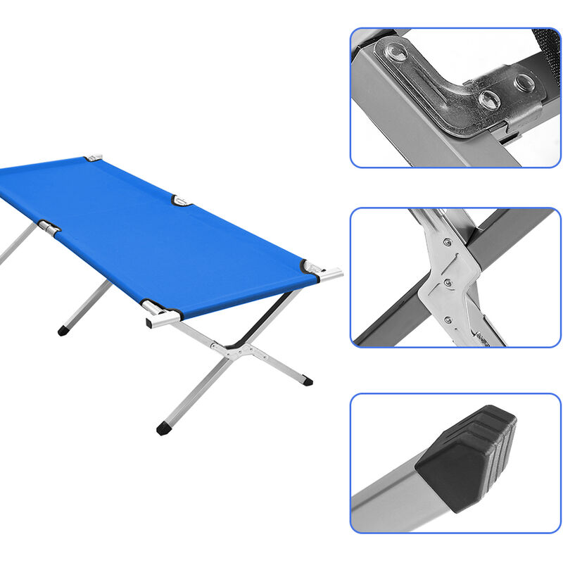 Lit de Camp Pliable, Lit Pliant de Camping pour Adulte, 1906242cm, Très  Résistant, Max Charge 150kg pour Pêche Extérieur Jardin Intérieur, Bleu