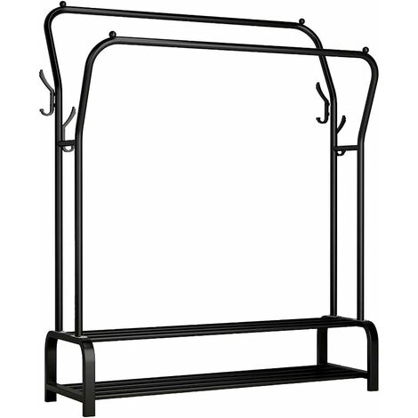 Porte-vêtements Multifonctionnel, Porte-Manteaux à Deux Pôles, Noir