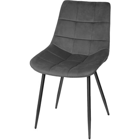 Lot de 2 chaises de salle à manger modernes et rembourrées velous avec pieds en métal gris clair (1/5)