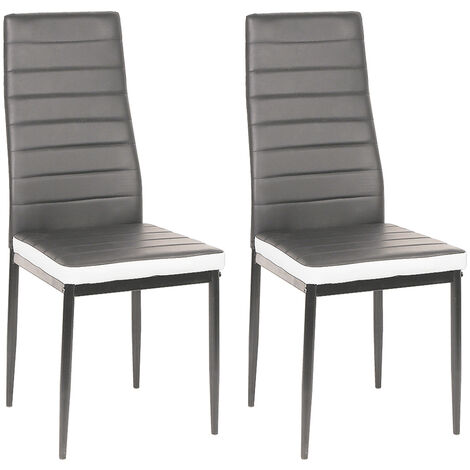 Lot de 2 Chaise Cuisine, Chaise de Salle Ă Manger, Dossier Haut de la Cuisine, Chaise de Salle Ă Manger Confortable et Durable - Blanc Gris (1/5)