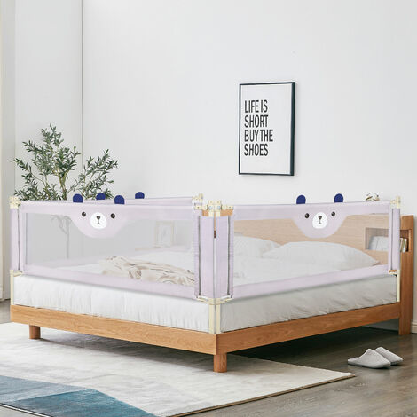 Skecten – Barrière de lit rabattable antichute 200 x 26 cm – Réglable en hauteur – Tissu oxford gris – Installation sans outils