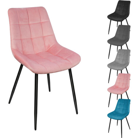 2 X Chaise de Salle à Manger Chaise Design Moderne Assise en Velours Bien Rembourrée Cadre en Métal Rose (1/5)