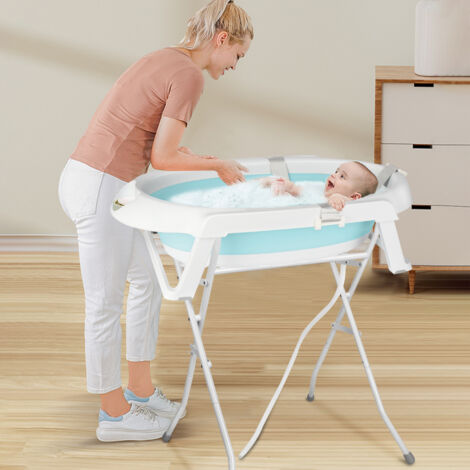 Baignoire pour bébé avec support - baignoire pliable avec coussin de bain - sécurisé et confortable pour nouveau-né - vert (1/5)