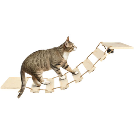 Pont Mural pour Chat, Étagère Murale pour Chat, Perche, Arbre à Chat, Meuble Mural pour Dormir, Jouer, Escalader et Se Détendre