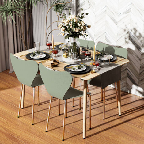 Lot de 4 chaises de salle à manger, chaises de cuisine, chaises de salon avec dossiers, pieds en métal massif, matériau PP, 45,5 x 40 x 82,5 cm, vert (1/5)