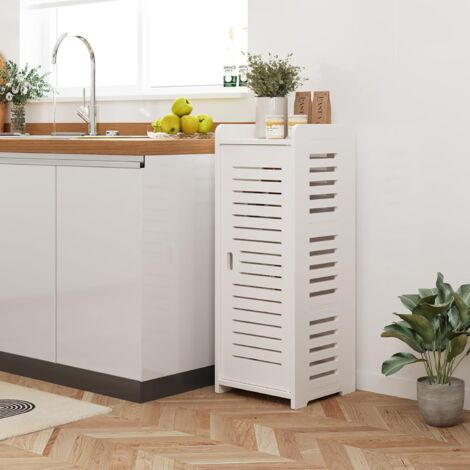 Meuble de Rangement, Armoire de Salle de Bain Etroite, Armoire de Toilette, Armoire Latérale, Armoire de Rangement, Blanc (1/5)