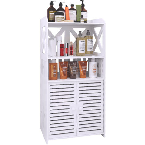 Meuble Salle de Bain Rangement, Armoire de Rangement, Placard de Rangement pour Salon, Cuisine, Meuble de Angle, Gain de Place, 90x40x25cm, Blanc