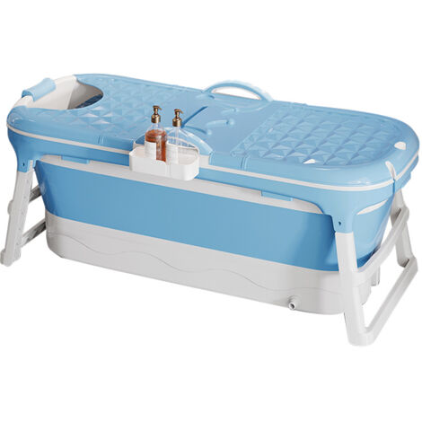 Baignoire pliable pour adultes, idéale pour les petites salles de bains, pratique et portable, 118 x 60 x 53 cm, Bleu (1/5)
