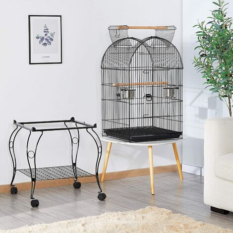 Cage à oiseaux design maison perchoirs mangeoires balançoire 3