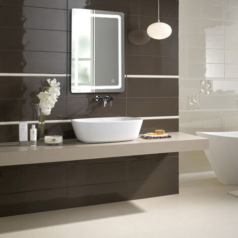 Miroir de Salle de Bain Lumineux LED 50 x 70 cm Miroir de Salle de Bain Miroir avec Interrupteur Tactile Lumière Blanche Froide
