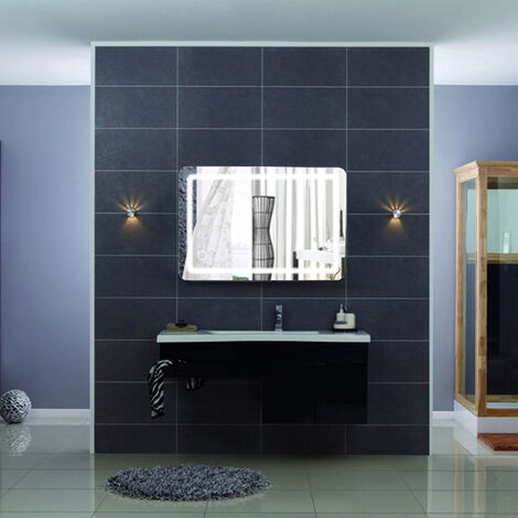 Miroir de Salle de Bain Lumineux LED 50 x 70 cm Miroir de Salle de Bain Miroir avec Interrupteur Tactile Lumière Blanche Froide