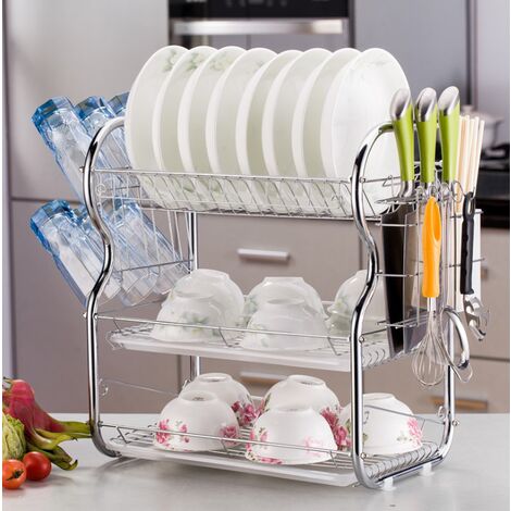 Égouttoir à Vaisselle Avec Plateau Inox Save Space 3 Étages Option 2